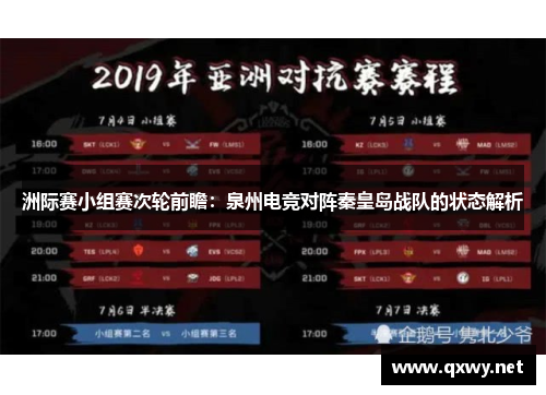 洲际赛小组赛次轮前瞻：泉州电竞对阵秦皇岛战队的状态解析